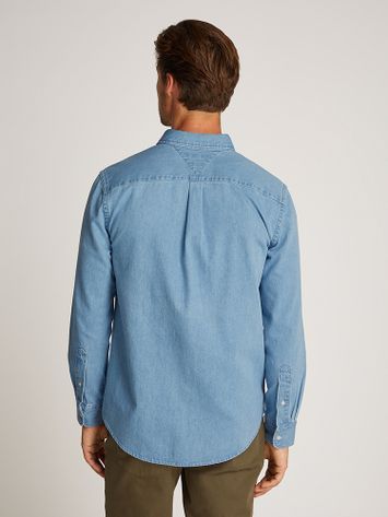 Jeansblauw katoenen hemd (regular fit) met lange mouwen Tommy Hilfiger