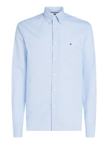 Wit katoenen hemd (regular fit) met lange mouwen in blauwe print Tommy Hilfiger