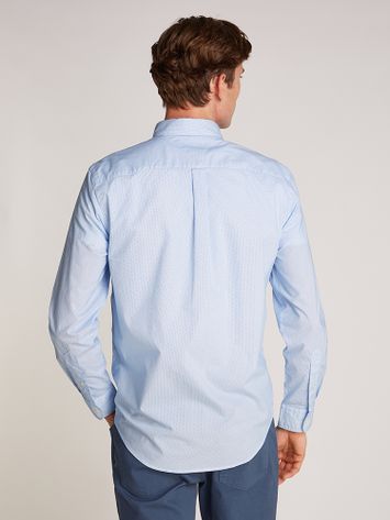 Wit katoenen hemd (regular fit) met lange mouwen in blauwe print Tommy Hilfiger