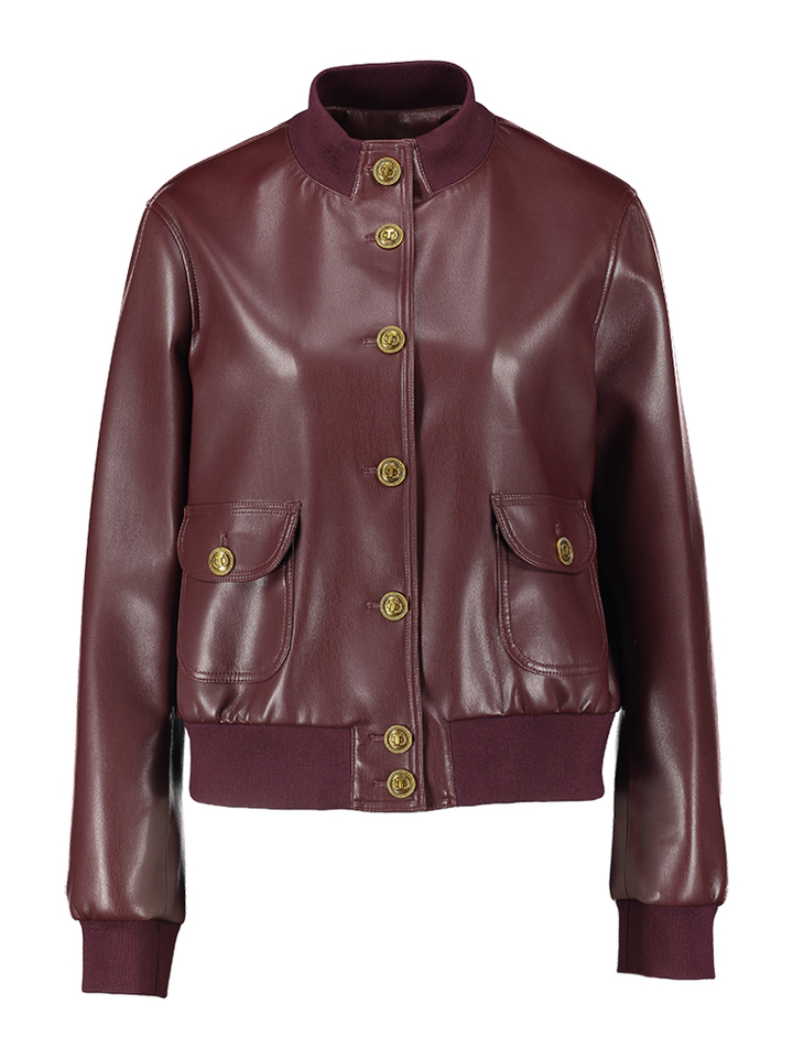 Bordeaux jasje in imitatieleer Twinset