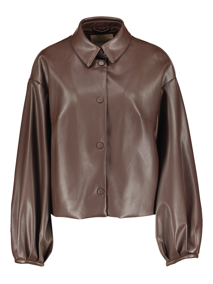 Bruine jas in imitatieleer Twinset 