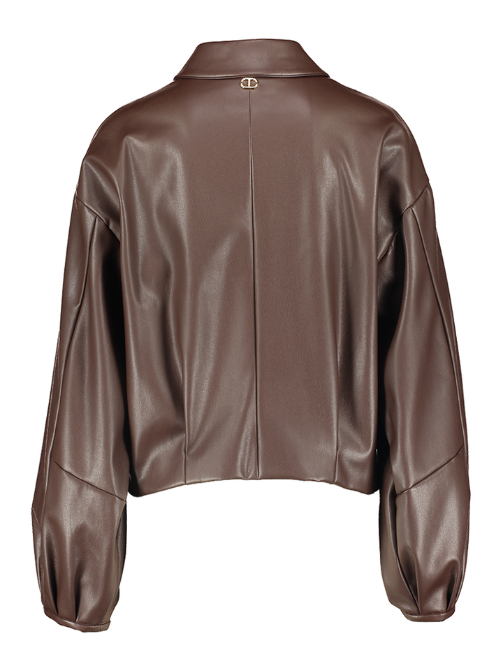 Bruine jas in imitatieleer Twinset 