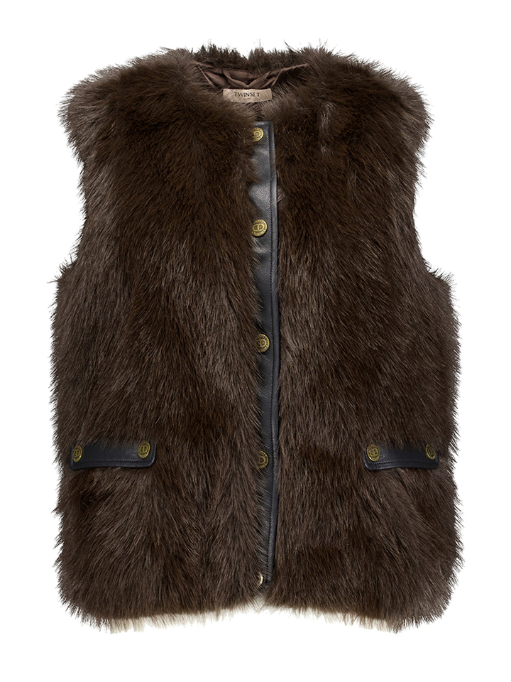 Bruine bodywamer in imitatiebont Twinset