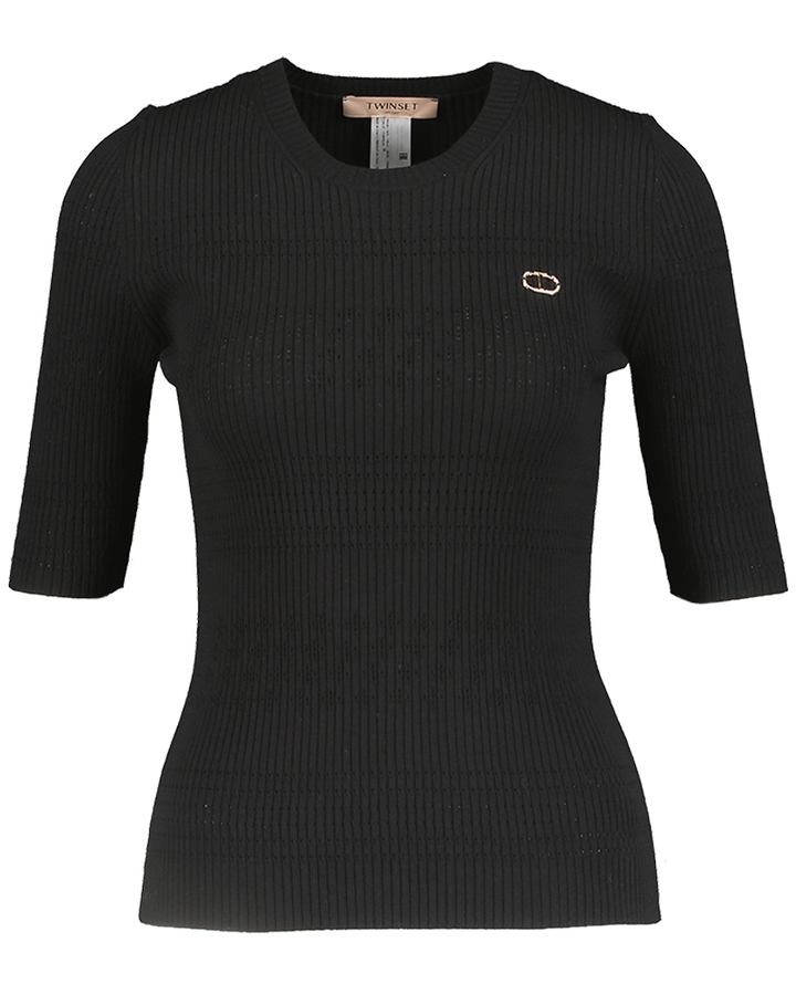 Zwarte pull in ribbel Twinset 