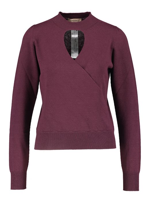 Bordeaux trui met overslag Twinset