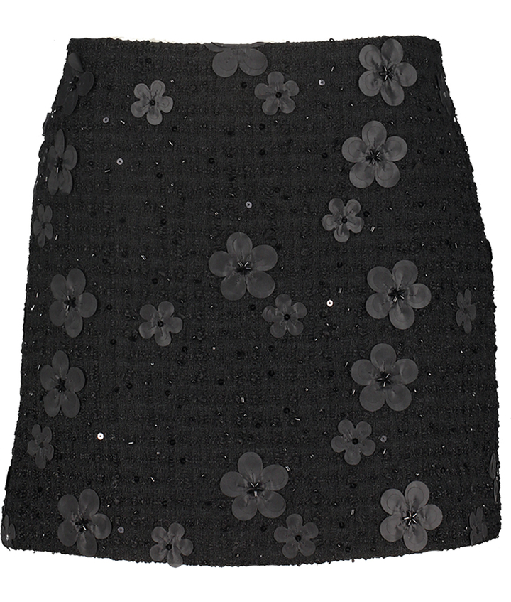 Zwarte korte rok met bloemenprint Twinset 