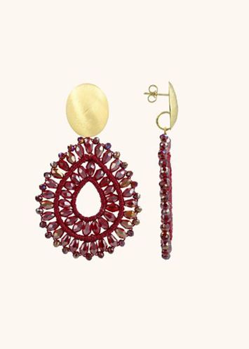Red Wine Oorbellen Alice Drop Crystal Double lott Gioelli