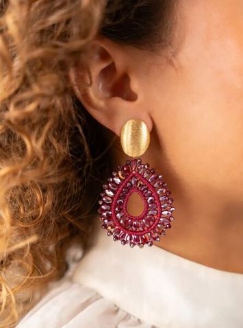 Red Wine Oorbellen Alice Drop Crystal Double lott Gioelli