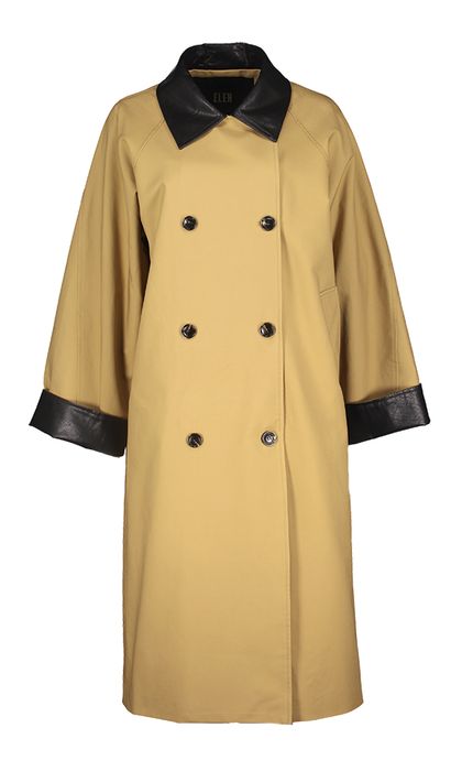 Beige mantel met lederlook afwerking Eleh