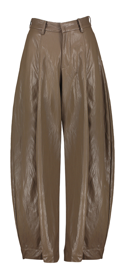 Donkerbruine lederlook broek Eleh 
