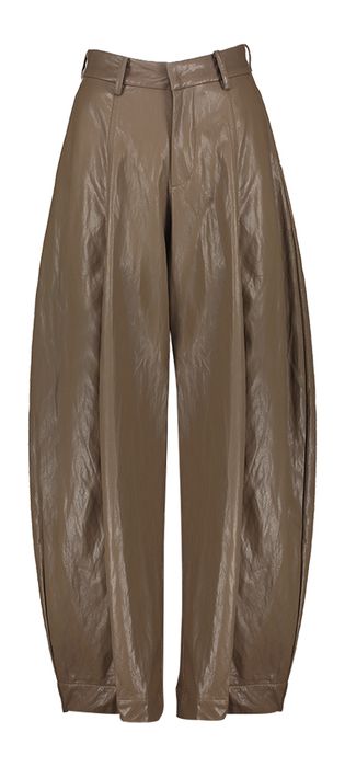Donkerbruine lederlook broek Eleh