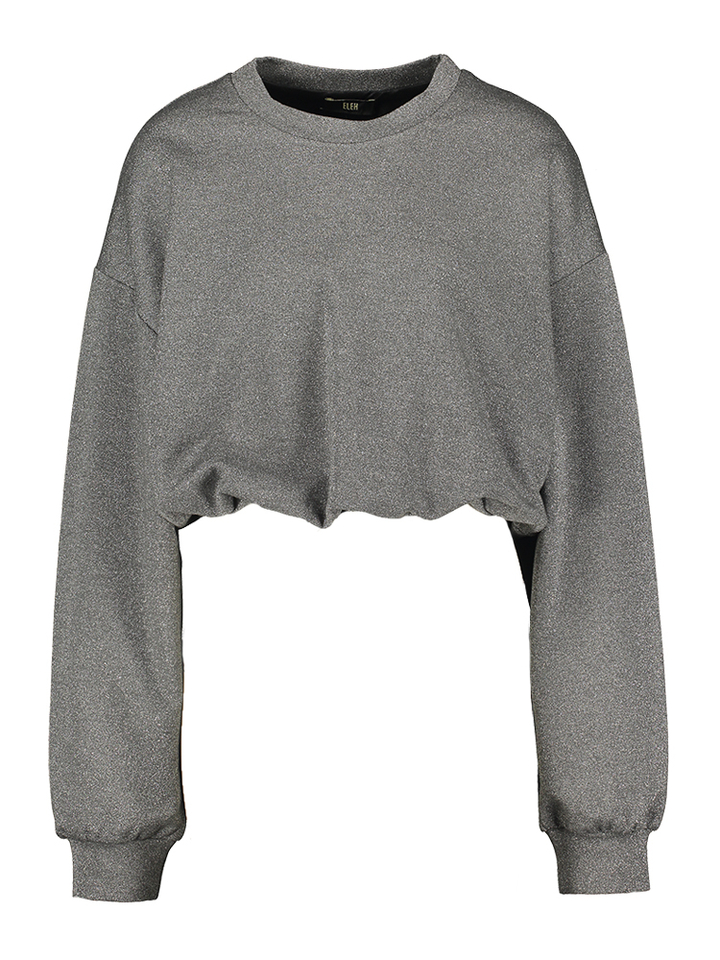 Grijze korte sweater met glitterdraad en elastiek onderaan Eleh