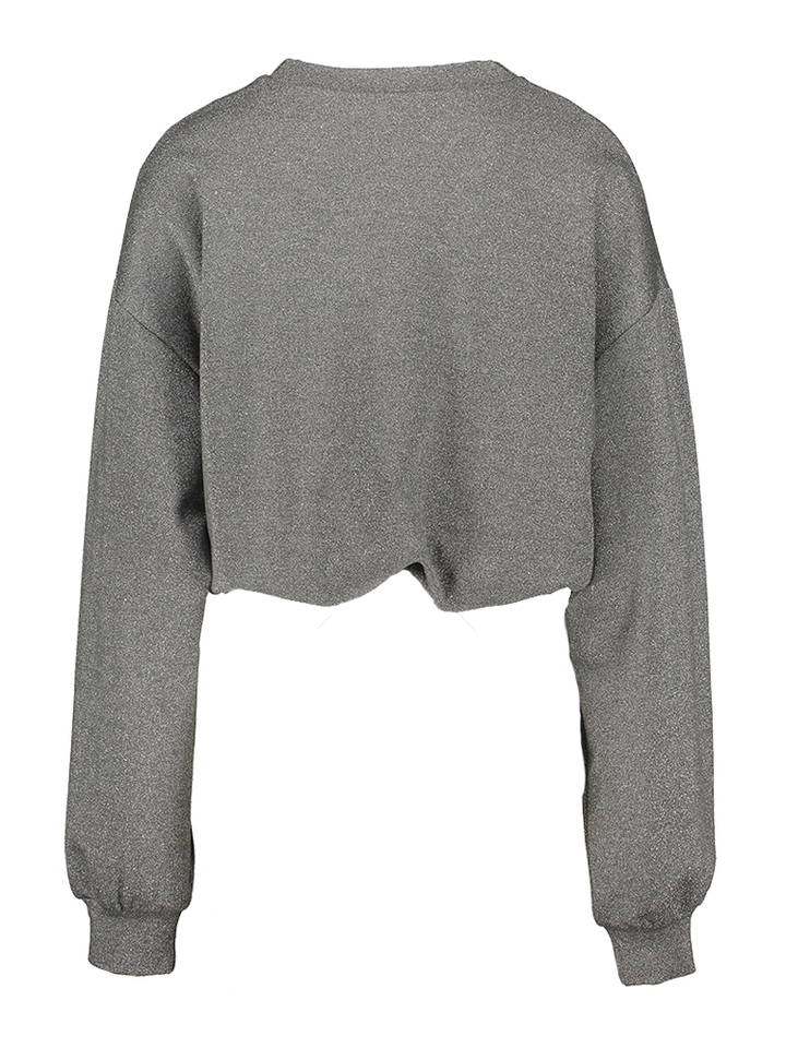 Grijze korte sweater met glitterdraad en elastiek onderaan Eleh