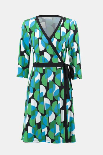 Groene multicolor jurk met zwart lint Joseph Ribkoff