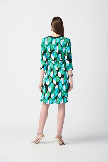 Groene multicolor jurk met zwart lint Joseph Ribkoff