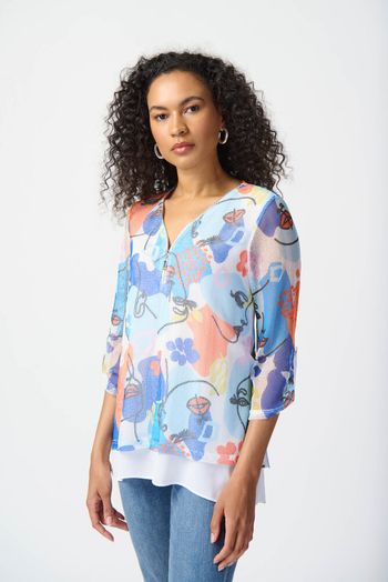 Multicolor bloes met structuur Joseph RibKoff