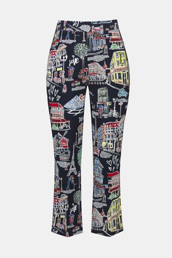 Donkerblauwe broek met print Joseph Ribkoff
