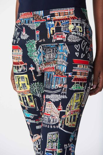 Donkerblauwe broek met print Joseph Ribkoff