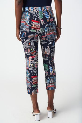Donkerblauwe broek met print Joseph Ribkoff