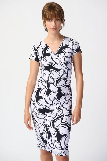 Witte jurk met blauwe print Joseph Ribkoff