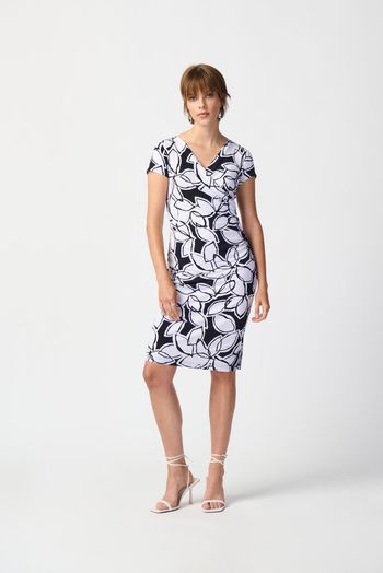 Witte jurk met blauwe print Joseph Ribkoff