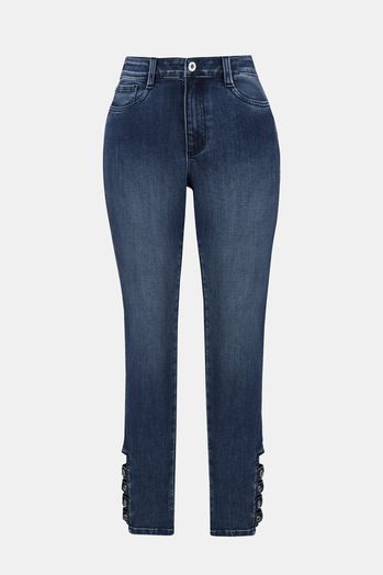 Blauwe jeans met strass detail onderaan Joseph Ribkoff