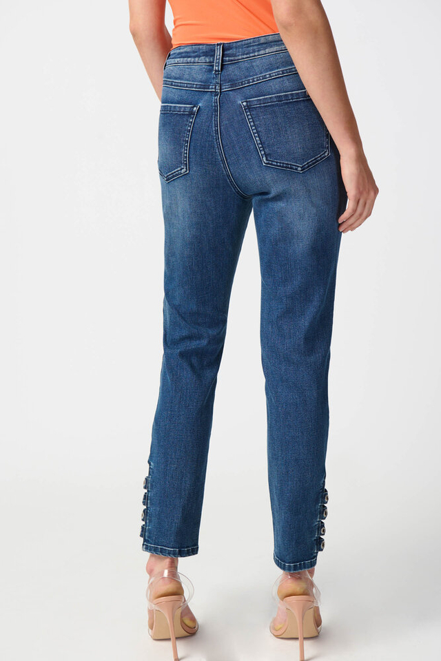 Blauwe jeans met strass detail onderaan Joseph Ribkoff