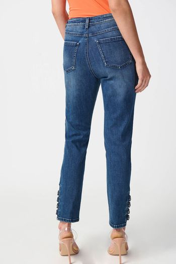 Blauwe jeans met strass detail onderaan Joseph Ribkoff