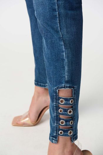 Blauwe jeans met strass detail onderaan Joseph Ribkoff