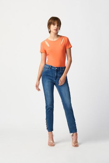 Blauwe jeans met strass detail onderaan Joseph Ribkoff