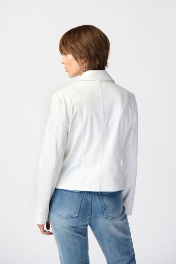 Beige jas met rits en geborduurd bloemenmotief  Joseph Ribkoff