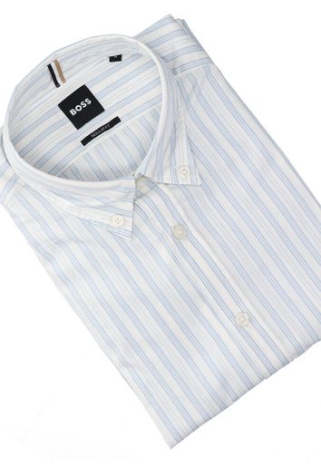 Lichtblauw en wit gestreept katoenen hemd (regular fit) met lange mouwen Hugo Boss