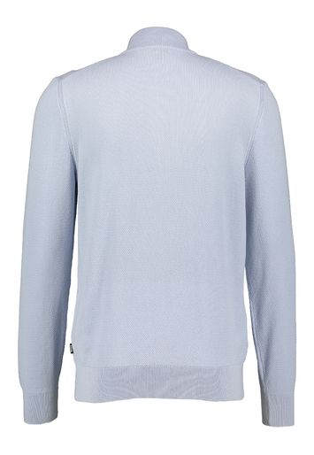 Lichtblauwe pull met fijne structuur en korte rits Ebrando Hugo Boss