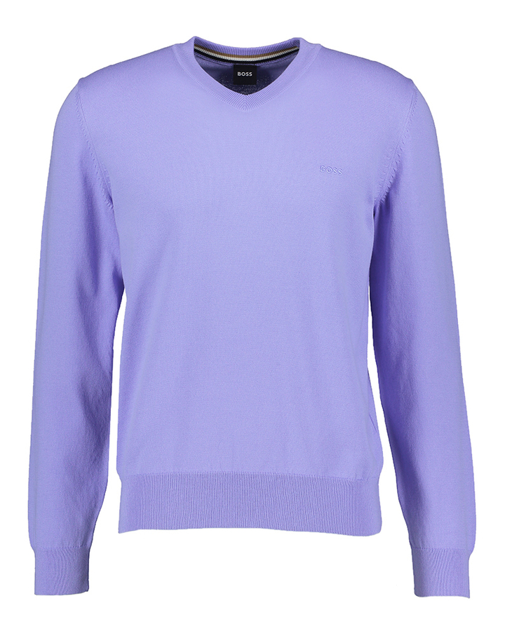 Bright blue katoenen trui met v hals Hugo Boss