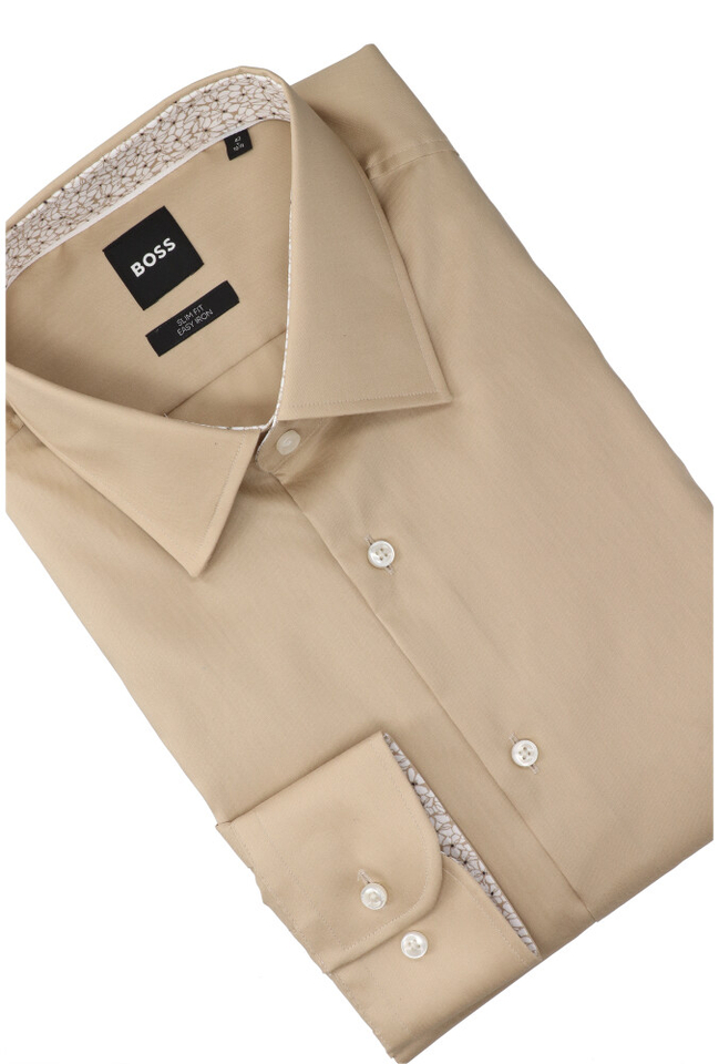 Light beige katoenen hemd ( slim fit) met lange mouwen Hugo Boss