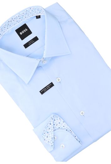 Light/Pastel Blue katoenen hemd (slim fit) en lange mouwen Hugo Boss