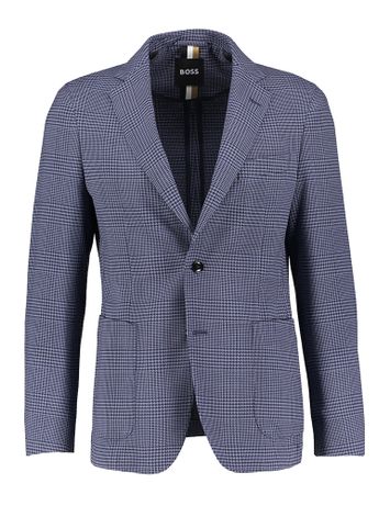 Blauwkleurige slim fit blazer in rastermotief Hanry Hugo Boss