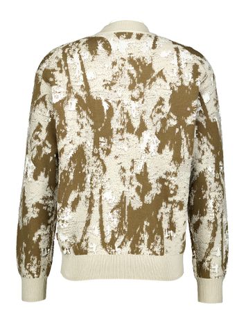Kaki en beige trui in structuur met ronde hals Kalmtree Hugo Boss