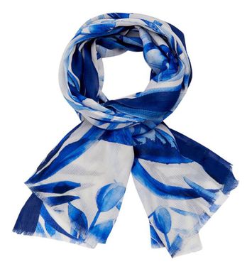 Lichtblauwe sjaal met bloemenprint Les Cordes 