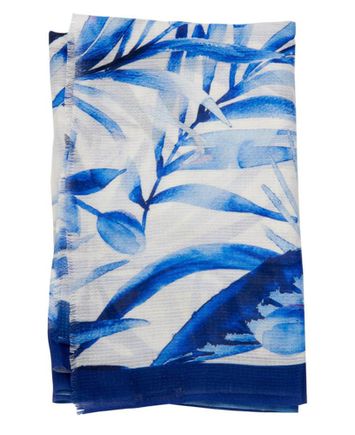 Lichtblauwe sjaal met bloemenprint Les Cordes 