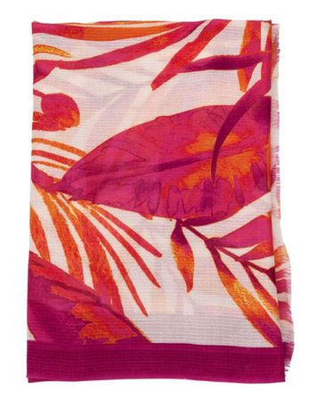 Multi orange sjaal met bloemenprint Les Cordes 