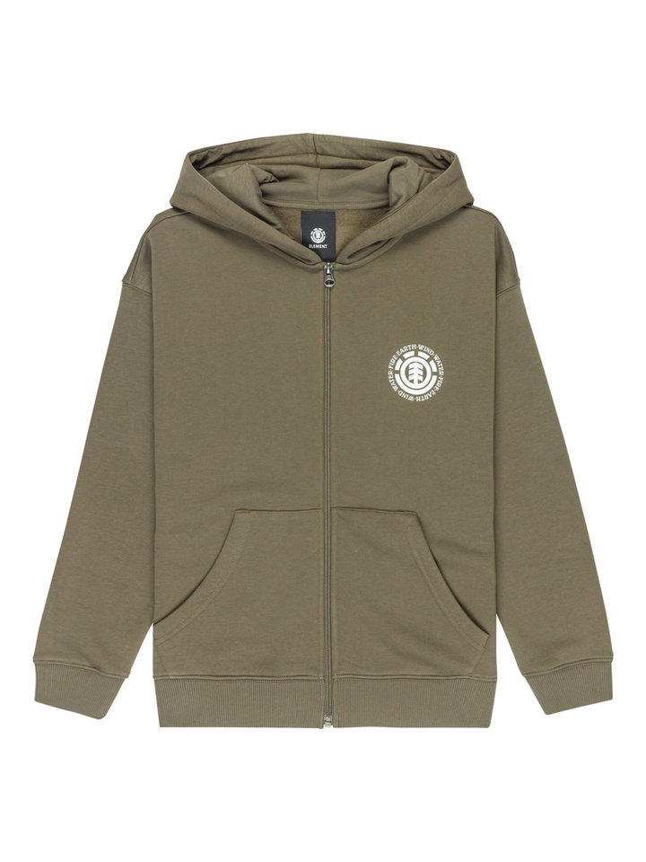 Kakigroene sweater met rits en kap Element 