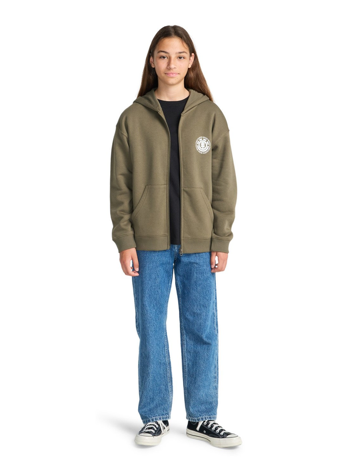Kakigroene sweater met rits en kap Element 