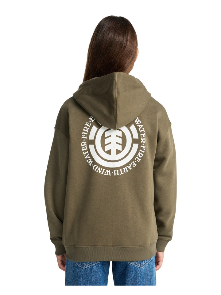 Kakigroene sweater met rits en kap Element 