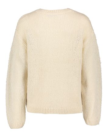 Beige gebreide trui met blauwe print Vimoyano Vila 