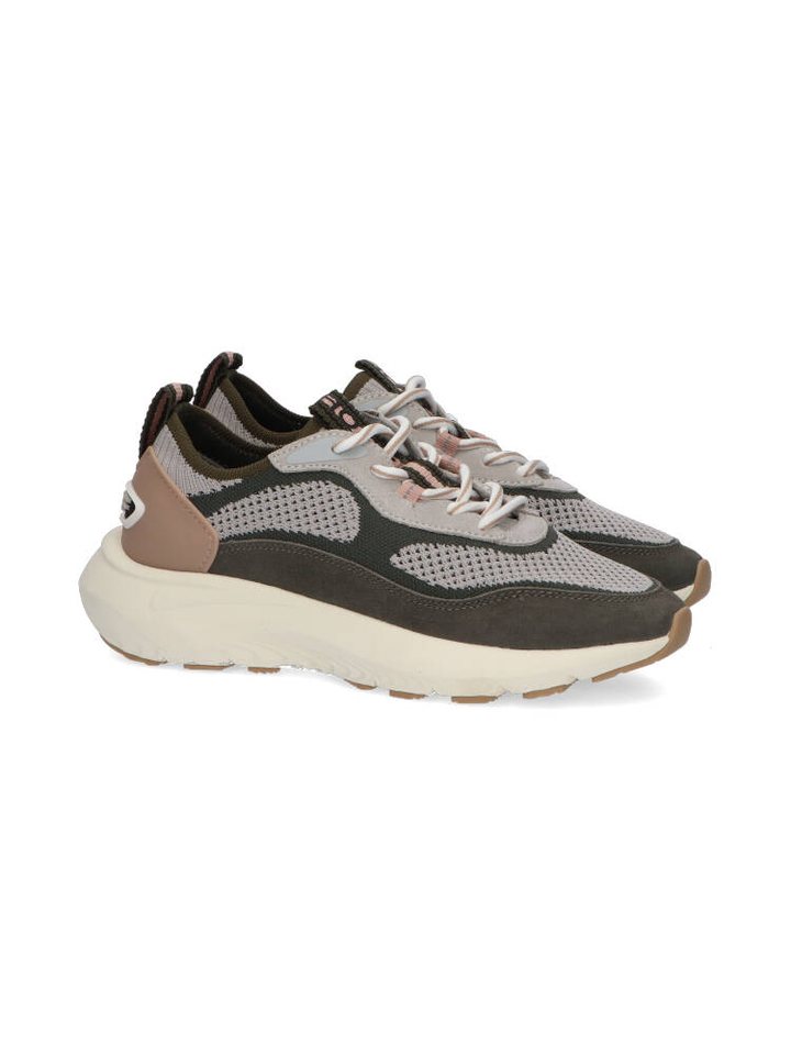 Kaki en grijze lage sneakers Traveler Hoff