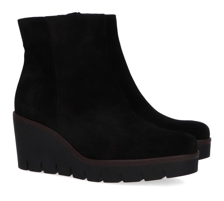 Zwarte bottines in nubuck met plateauzool Gabor