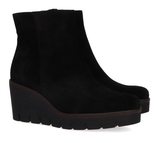 Zwarte bottines in nubuck met plateauzool Gabor