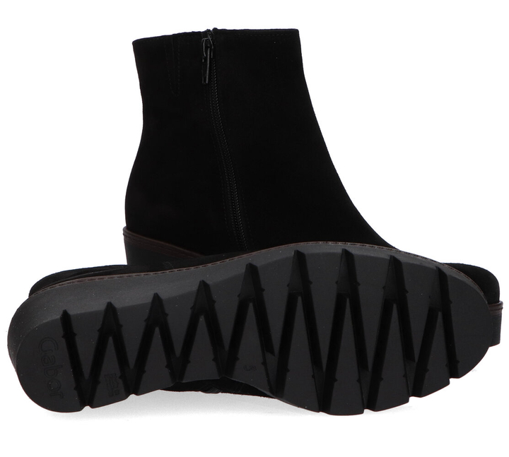 Zwarte bottines in nubuck met plateauzool Gabor