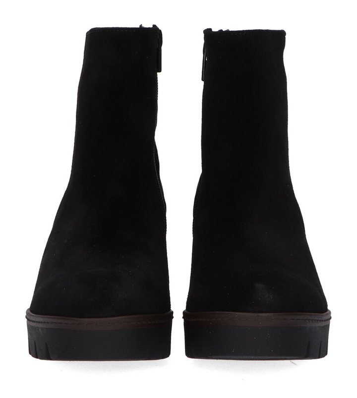 Zwarte bottines in nubuck met plateauzool Gabor
